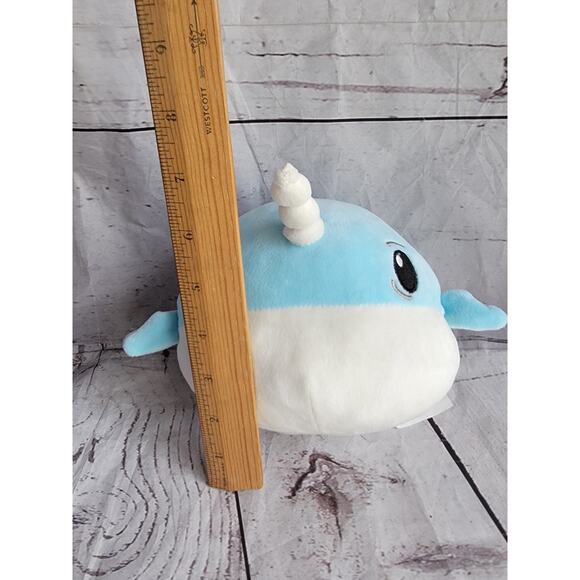 Nanco Narwhal 7in Soft Blue Squish Stuffed Plush Animal Toy - Picture 2 of 4